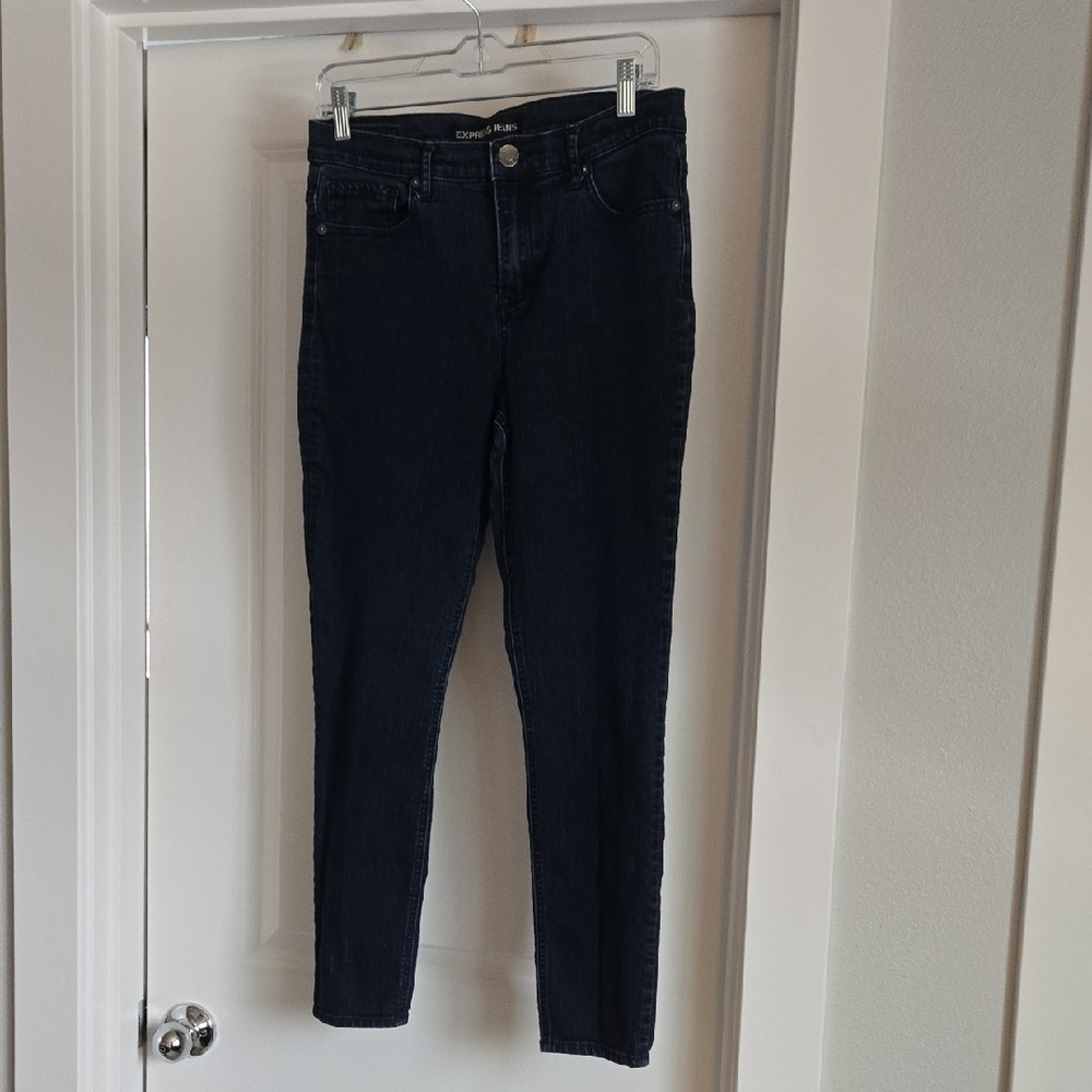 Express Women's Dark Indigo Ankle Legging High Rise Skinny Jeans 8